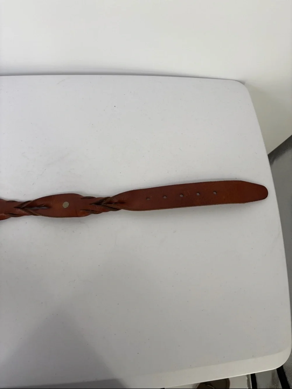 🗄️ American Eagle Outfitters leather and brass Brown Braided  and stitched belt